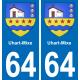 64 Uhart-Mixe placa etiqueta de registro de la ciudad