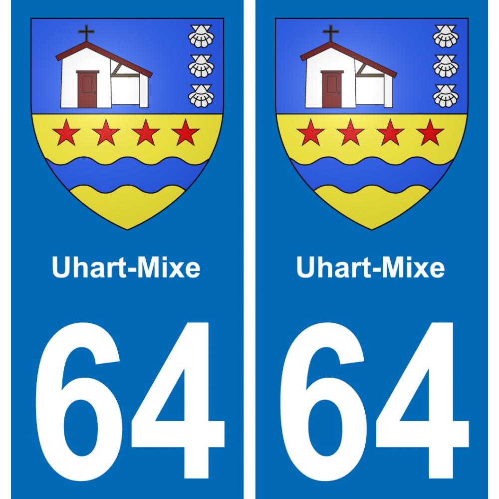 64 Uhart-Mixe placa etiqueta de registro de la ciudad