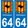 64 Vielleségure autocollant sticker plaque immatriculation auto ville