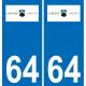 64 Laruns logo sticker plate registration city