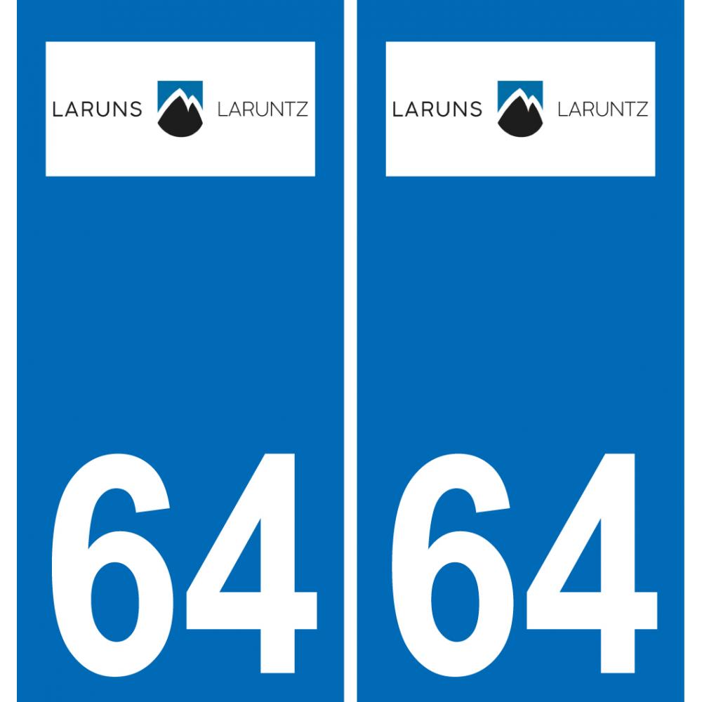 Autocollant plaque immatriculation blason département 64 Laruns logo ville  sticker