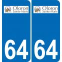 64 Oloron-Sainte-Marie logo sticker plate registration city