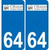 64 Oloron-Sainte-Marie logo adesivo piastra di registrazione city