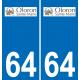 64 Oloron-Sainte-Marie logotipo de la etiqueta engomada de la placa de registro de la ciudad
