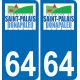 64 Saint-Palais logo adesivo piastra di registrazione city