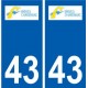 43 Brives-Charensac logo autocollant plaque immatriculation ville