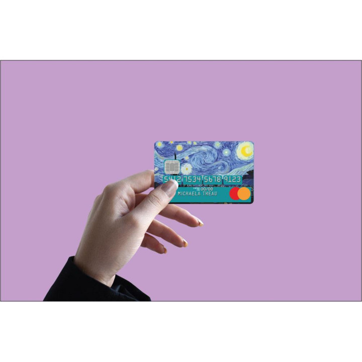 Autocollant La nuit étoilée Vincent Van Gogh numéro 13 carte bleue carte bancaire CB adhésif sticker
