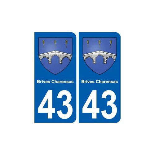 43 Brives-Charensac autocollant plaque immatriculation ville