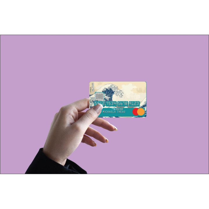 Autocollant Tsunami de Hokusai numéro 08 carte bleue carte bancaire CB adhésif sticker