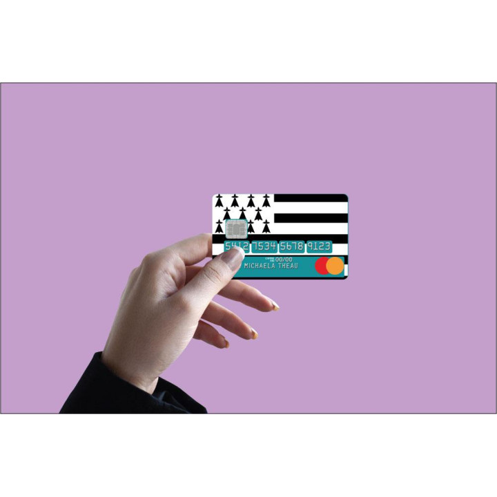 Autocollant drapeau Bretagne Breizh numéro 98 carte bleue carte bancaire CB adhésif sticker