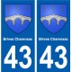 43 Brives-Charensac autocollant plaque immatriculation ville