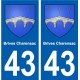 43 Brives-Charensac autocollant plaque immatriculation ville