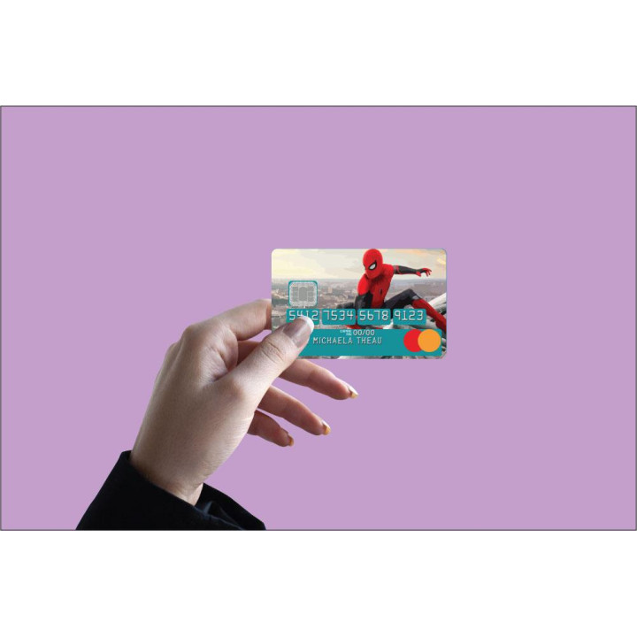 Autocollant Spiderman Far from Home FFH Marvel MCU Sony numéro 77 carte bleue carte bancaire CB adhésif sticker