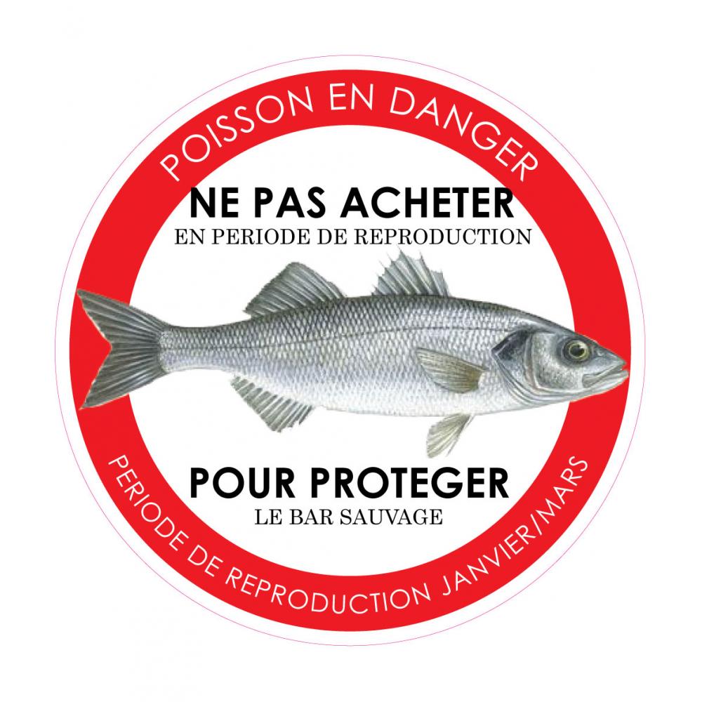 Poisson en danger ne pas acheter bar pêche poissonnerie autocollant sticker logo489