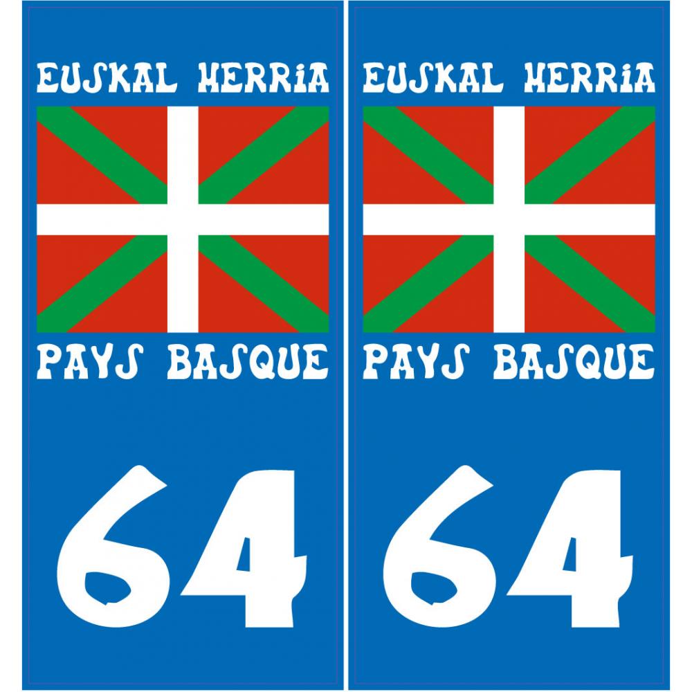 64 Euskal Herria Pays Basque typographie basque plaque immatriculation autocollant sticker logo179