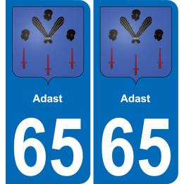65 Adast autocollant sticker plaque immatriculation auto ville