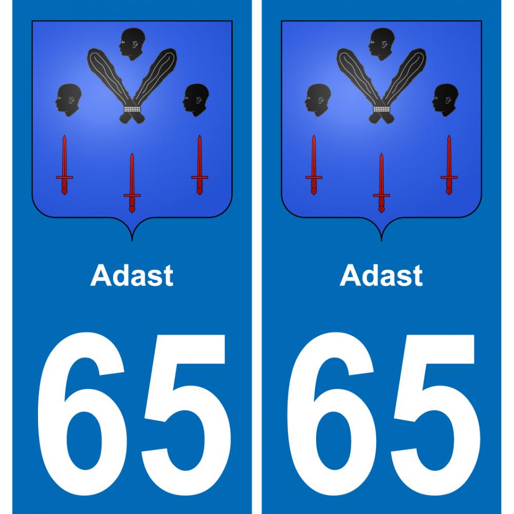 65 Adast sticker plate registration city