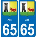 65 Adé sticker plate registration city
