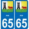 65 Adé autocollant sticker plaque immatriculation auto ville