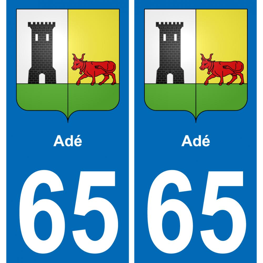 65 Adé autocollant sticker plaque immatriculation auto ville