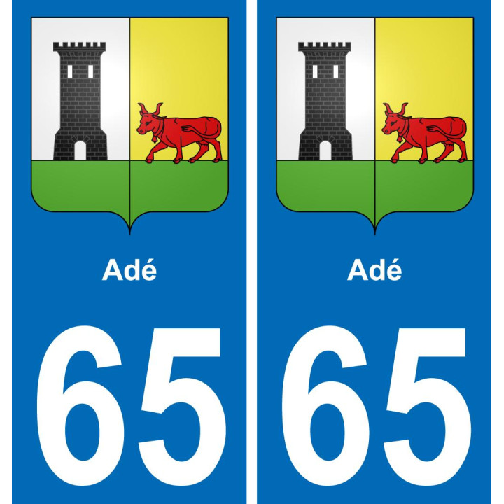 65 Adé autocollant sticker plaque immatriculation auto ville