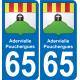 65 Adervielle-Pouchergues placa etiqueta de registro de la ciudad