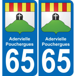 65 Adervielle-Pouchergues placa etiqueta de registro de la ciudad