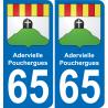 65 Adervielle-Pouchergues sticker plate registration city