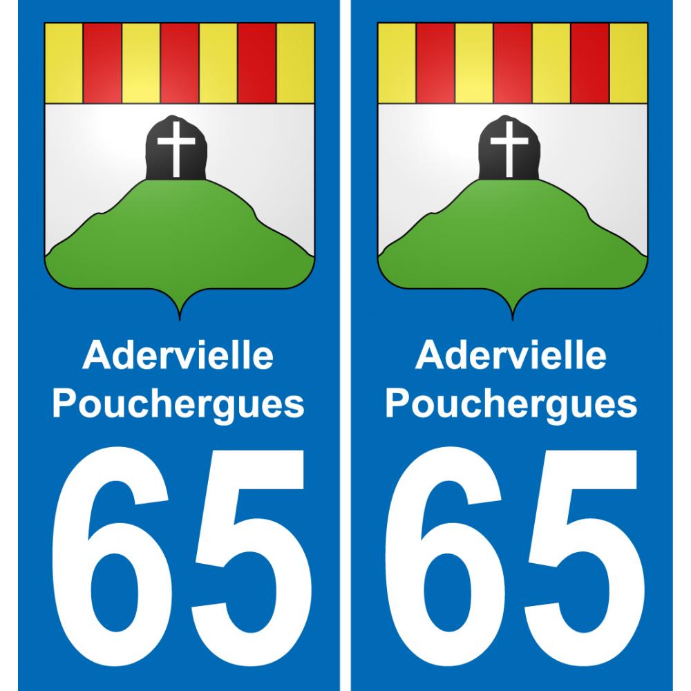 65 Adervielle-Pouchergues autocollant sticker plaque immatriculation auto ville
