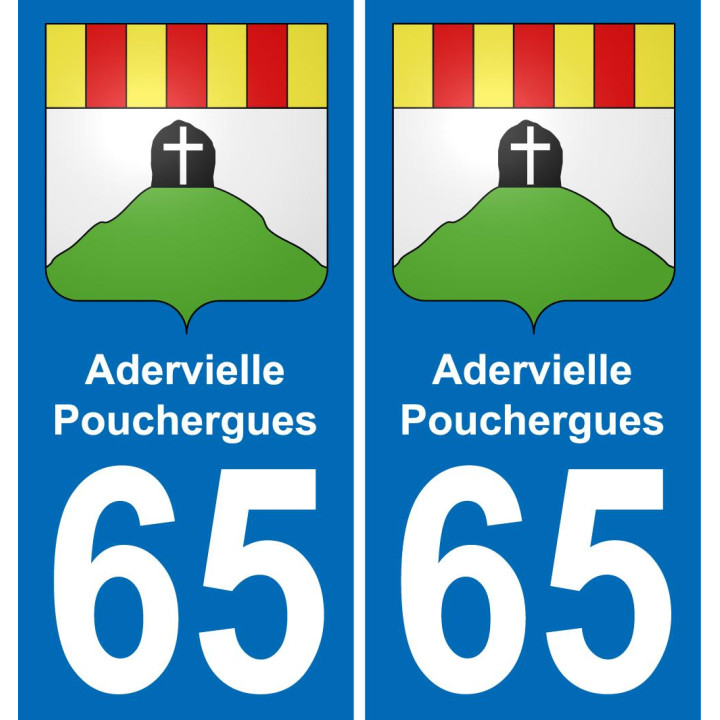 65 Adervielle-Pouchergues sticker plate registration city