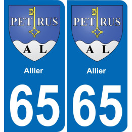 65 Allier autocollant sticker plaque immatriculation auto ville
