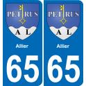 65 Allier sticker plate registration city