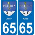 65 Allier autocollant sticker plaque immatriculation auto ville