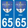 65 Allier autocollant sticker plaque immatriculation auto ville