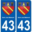 43 Saint-Just-Malmont adesivo piastra di registrazione city