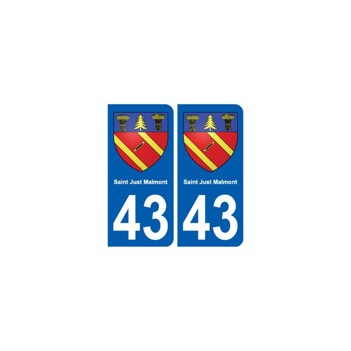 43 Saint-Just-Malmont autocollant plaque immatriculation ville