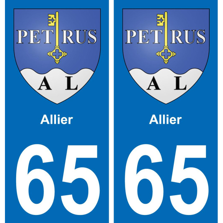 65 Allier placa etiqueta de registro de la ciudad