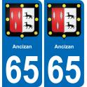65 Ancizan sticker plate registration city