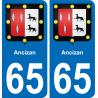 65 Ancizan autocollant sticker plaque immatriculation auto ville