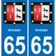 65 Ancizan autocollant sticker plaque immatriculation auto ville