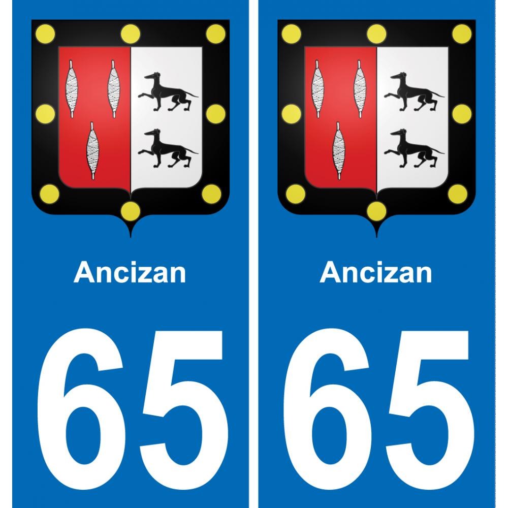 65 Ancizan sticker plate registration city