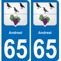 65 Andrest autocollant sticker plaque immatriculation auto ville