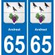 65 Andrest sticker plate registration city