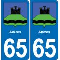 65 Anères placa etiqueta de registro de la ciudad