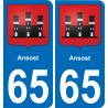 65 Ansost sticker plate registration city