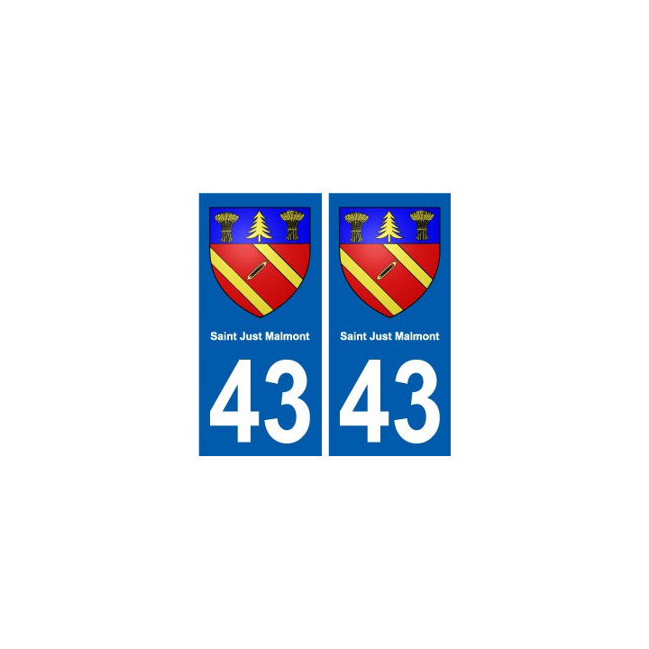 43 Saint-Just-Malmont autocollant plaque immatriculation ville