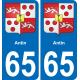 65 Antin sticker plate registration city