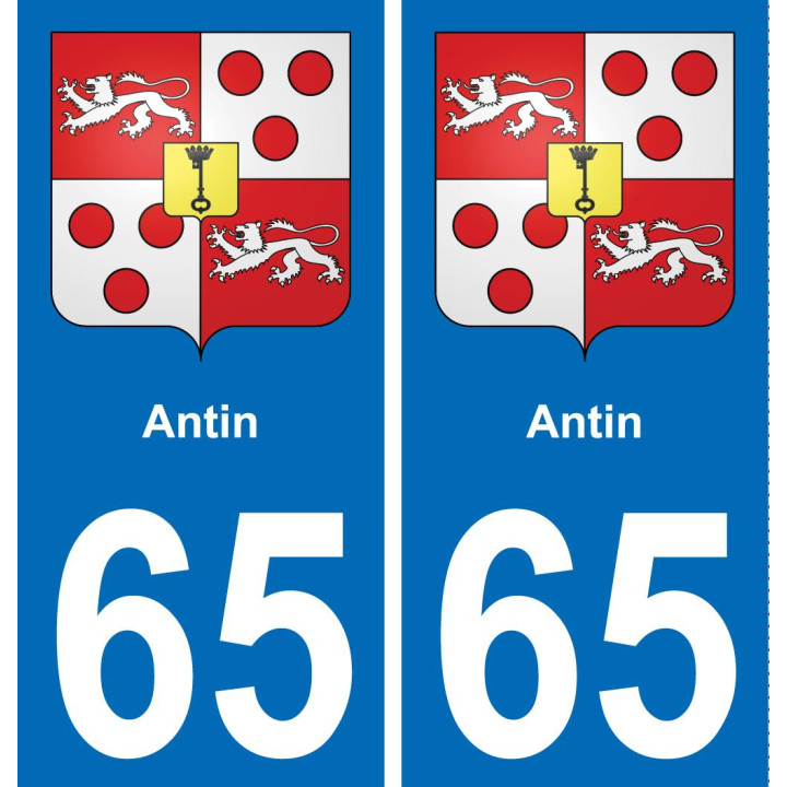 65 Antin autocollant sticker plaque immatriculation auto ville