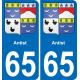 65 Antist placa etiqueta de registro de la ciudad