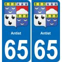 65 Antist sticker plate registration city